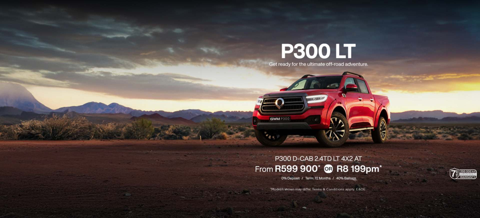 P300 D/Cab 2.4TD LT 4x2 AT from R8 199pm*