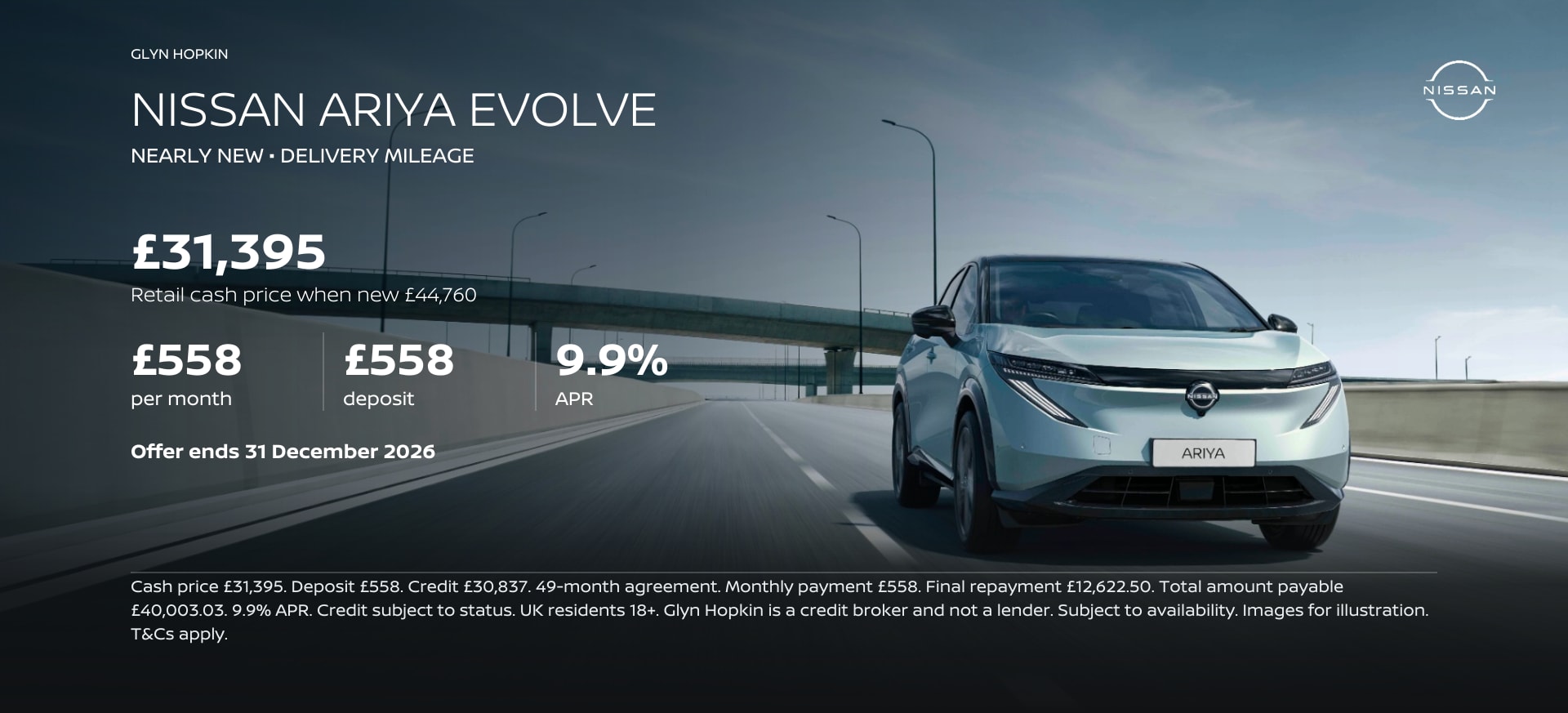 Nissan 558 Ariya q4 Banner