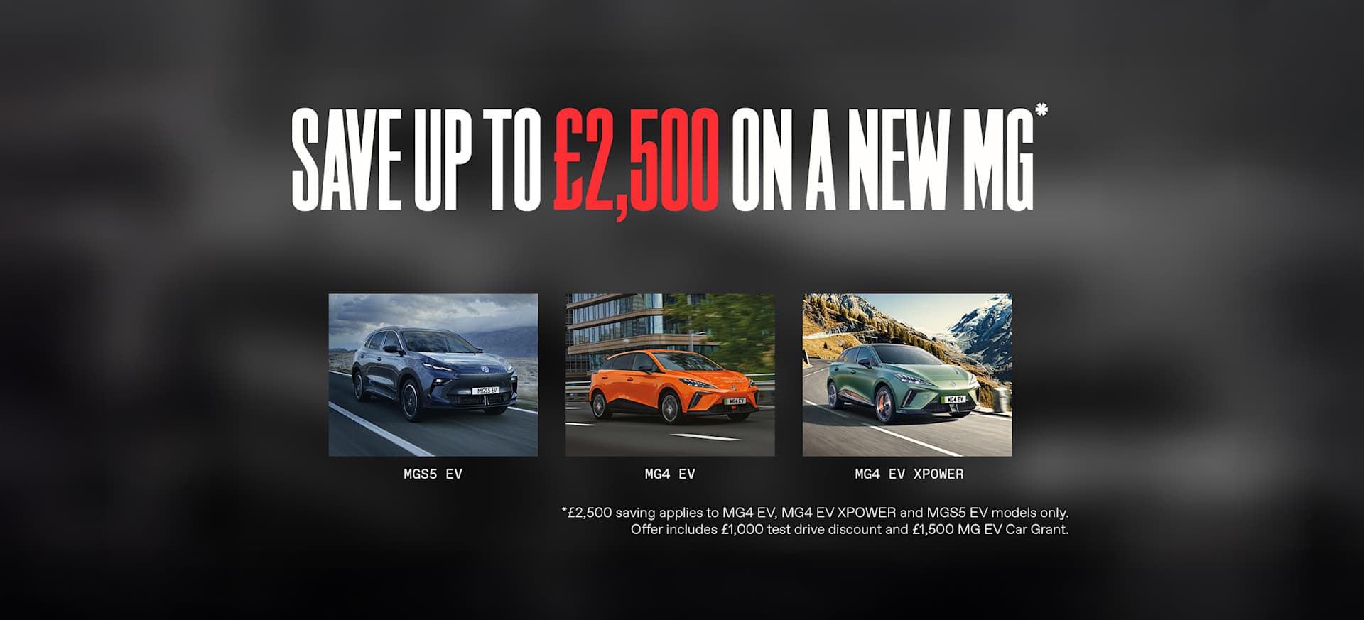 Save up to £2,500 on a new MG