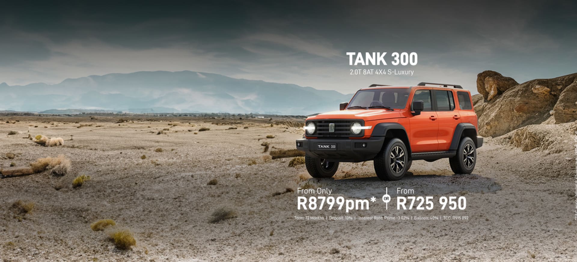 GWM TANK 300 2.0T S-Lux from R8 799pm*