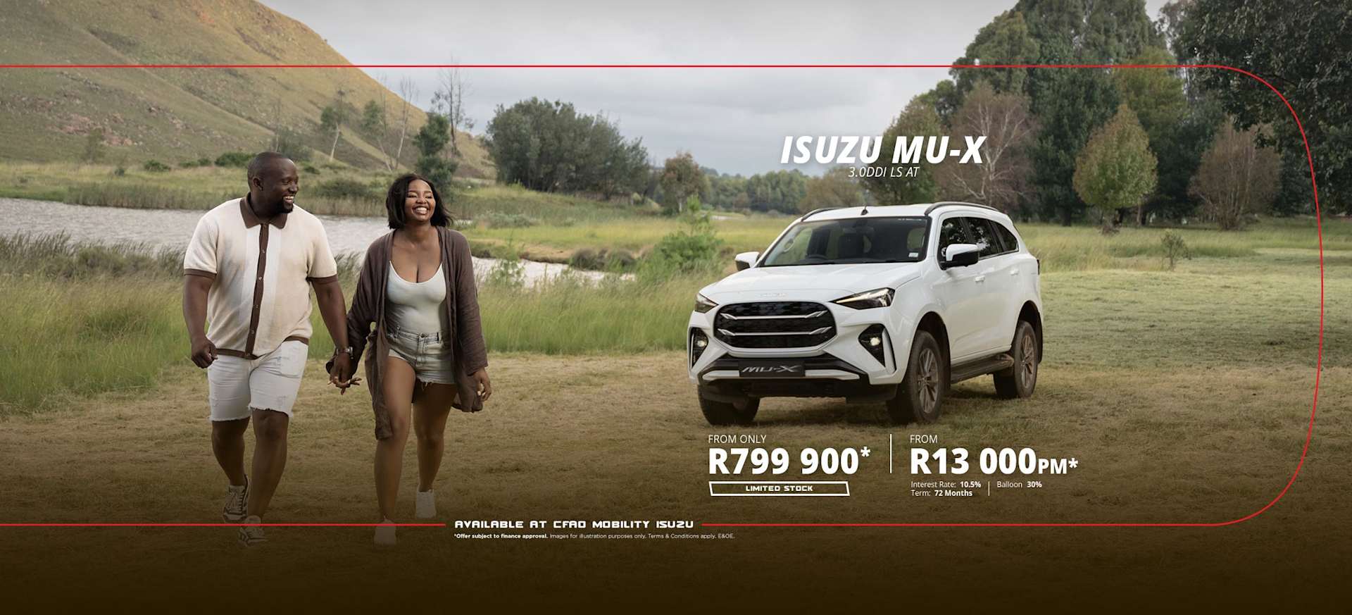 New ISUZU MU-X 3.0 LS AT Special Offer from R13 000 pm* or from R799 900* 