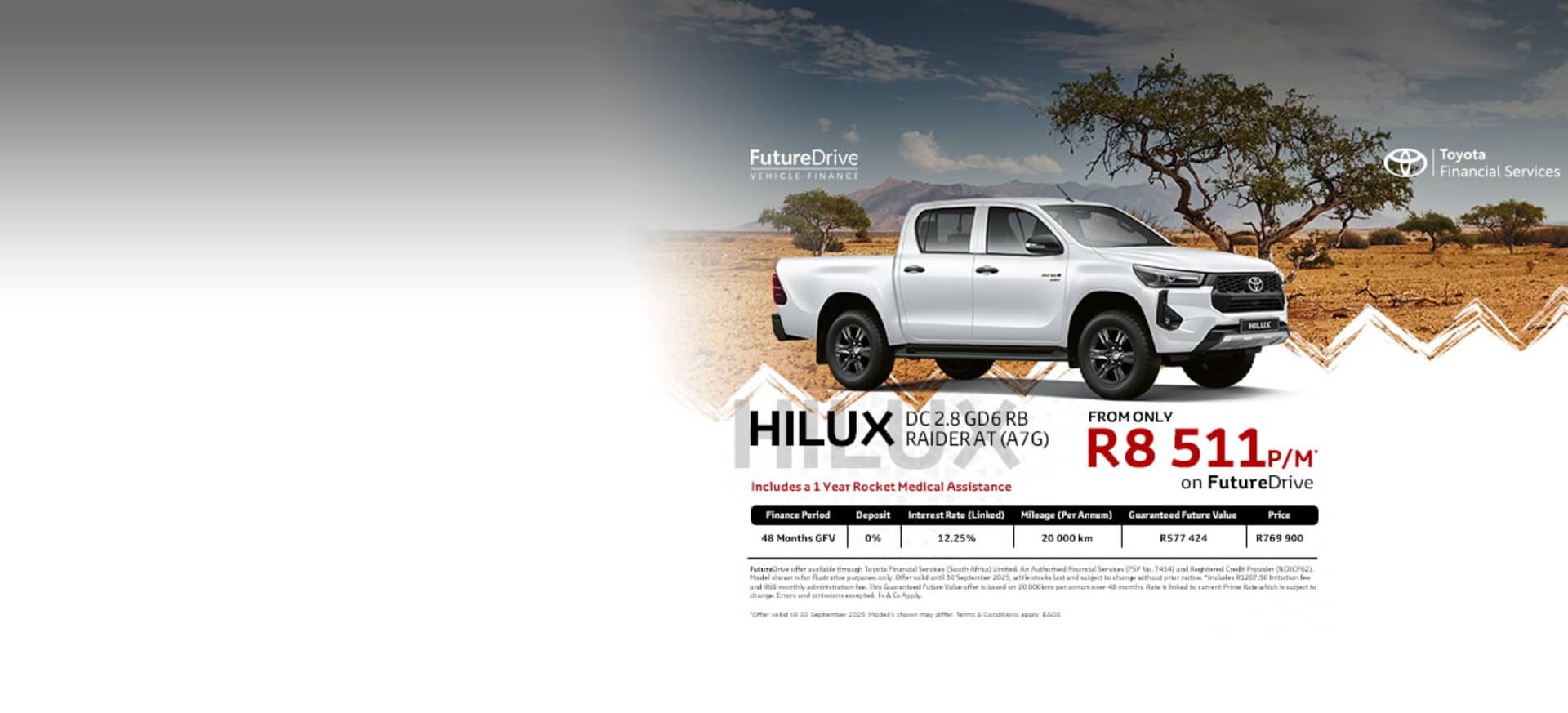 Toyota Hilux DC 2.8 GD6 RB Raider AT Bakkie from R8 511pm*