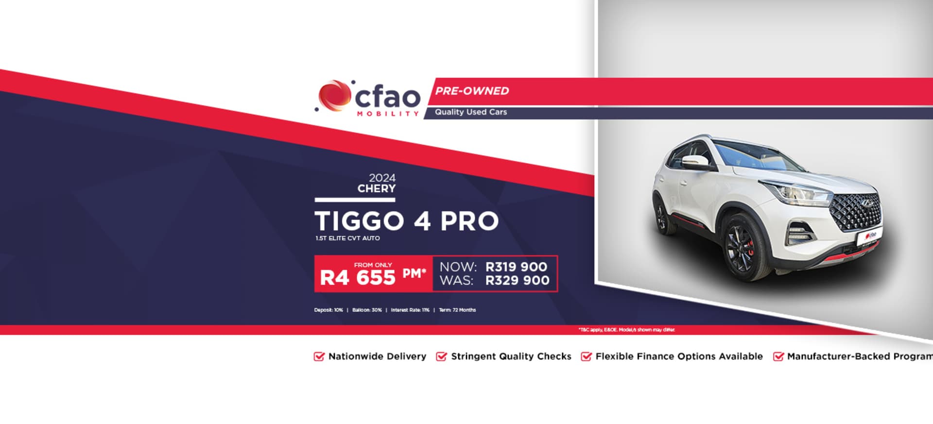 Used Special Offer - Chery Tiggo 4 Pro - 2024 Chery Tiggo 4 Pro from R4 655pm*