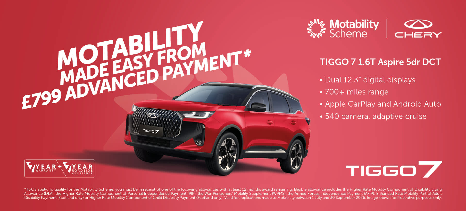 Chery TIGGO 7 Motability Scheme Offer