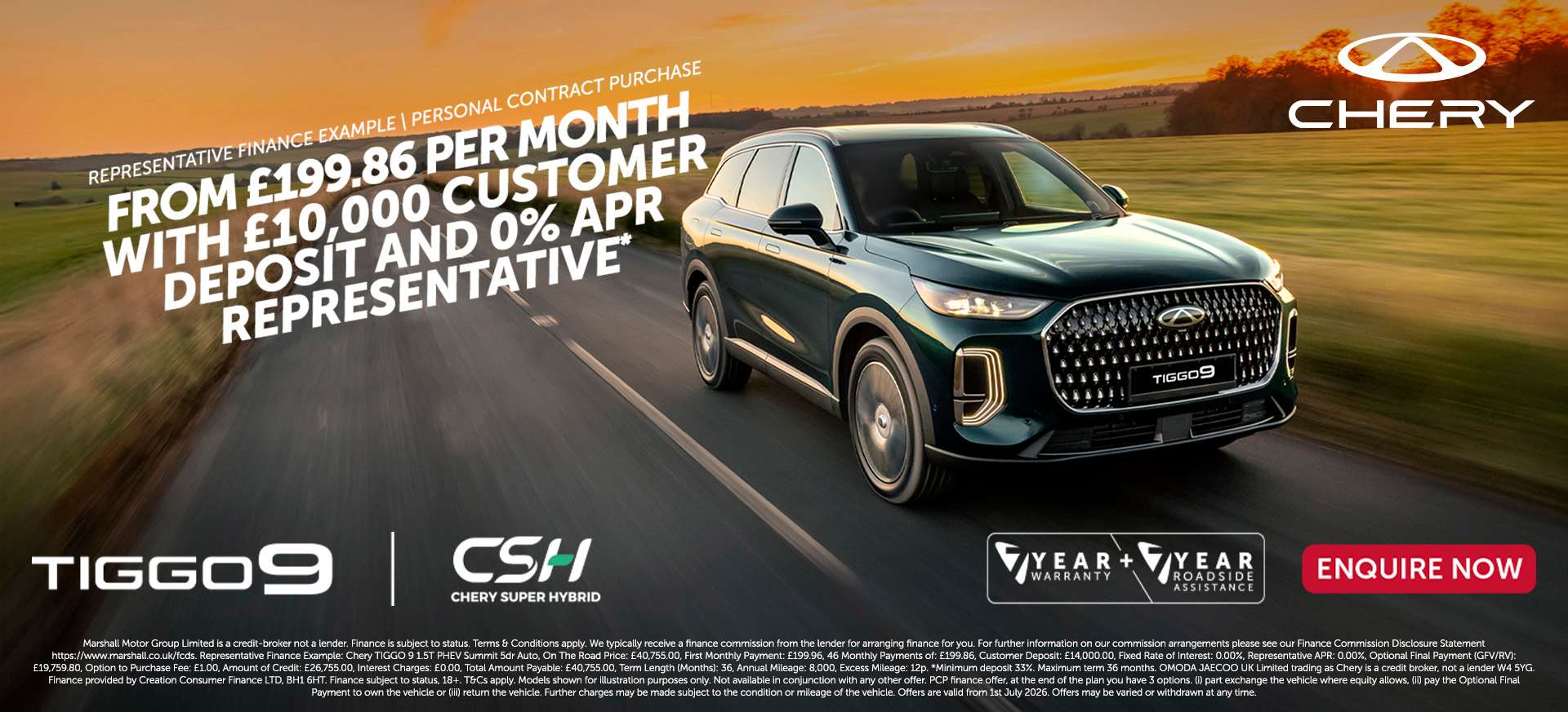 CHERY TIGGO 9 SUMMIT CSH (PHEV) PERSONAL CONTRACT PURCHASE OFFER