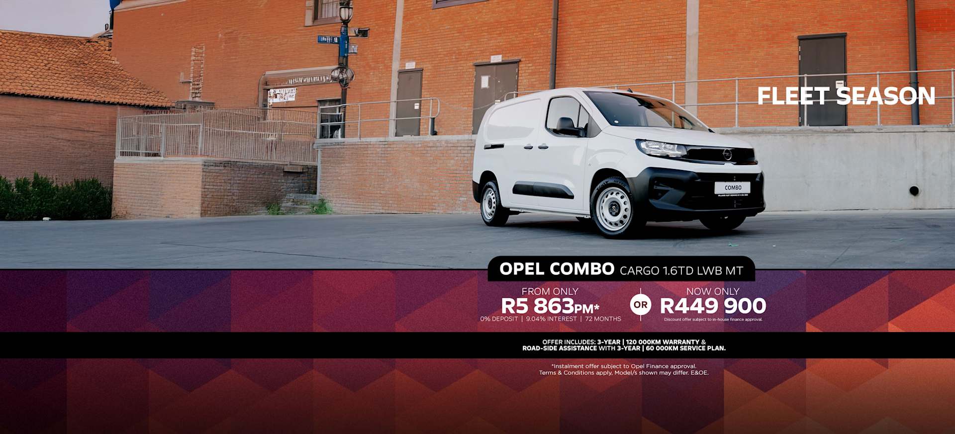 New Opel Combo Cargo Special Offer now from only R5863pm* or now only R449 900*