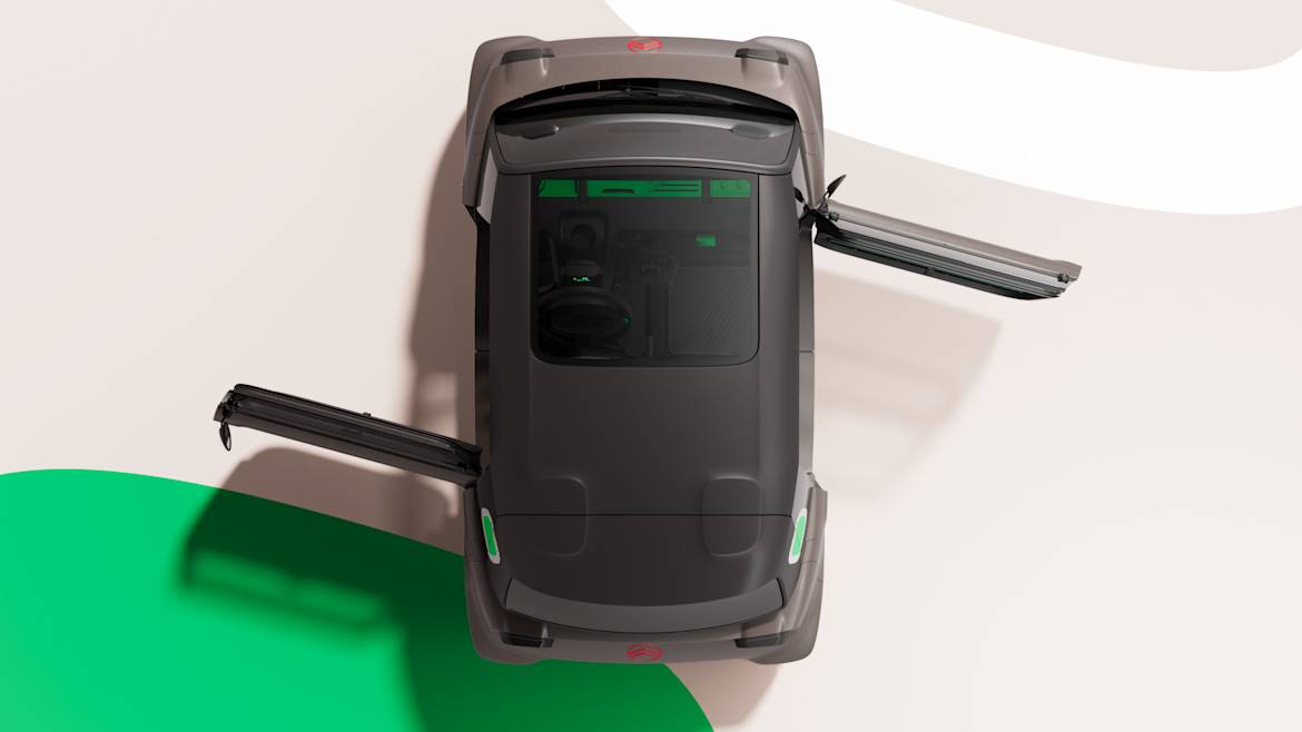 Citroën Ami Minty 2025 : vue du dessus avec portes ouvertes