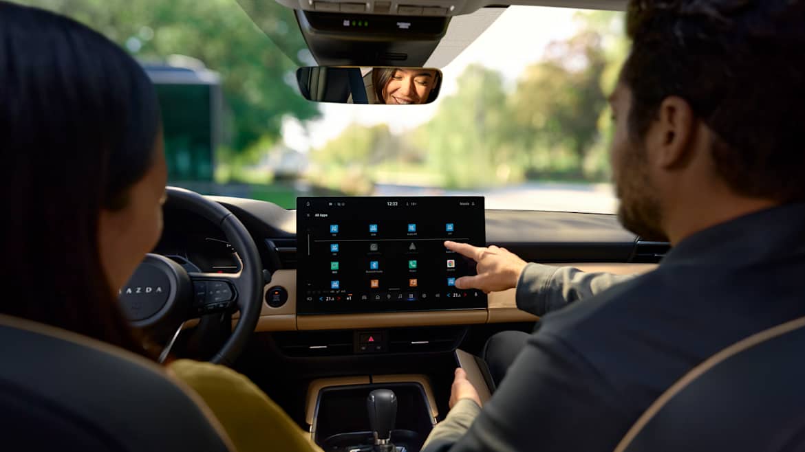 Interior of the new Mazda CX-5 featuring premium Nappa leather and 12.9-inch display