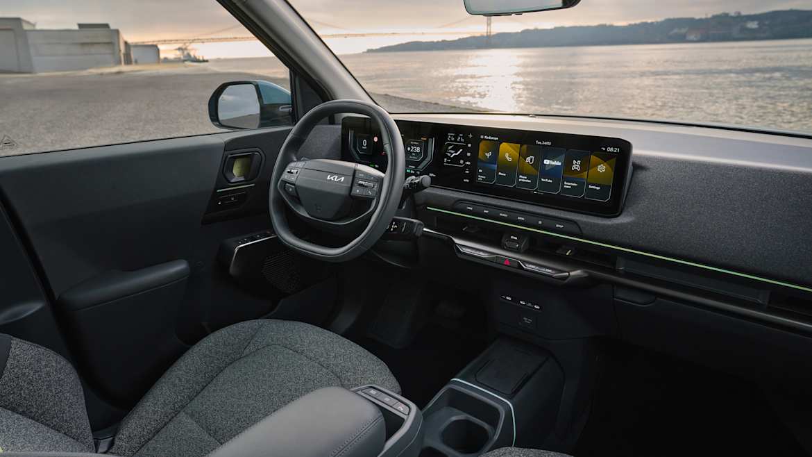 Kia EV2 side profile in Yacht Blue