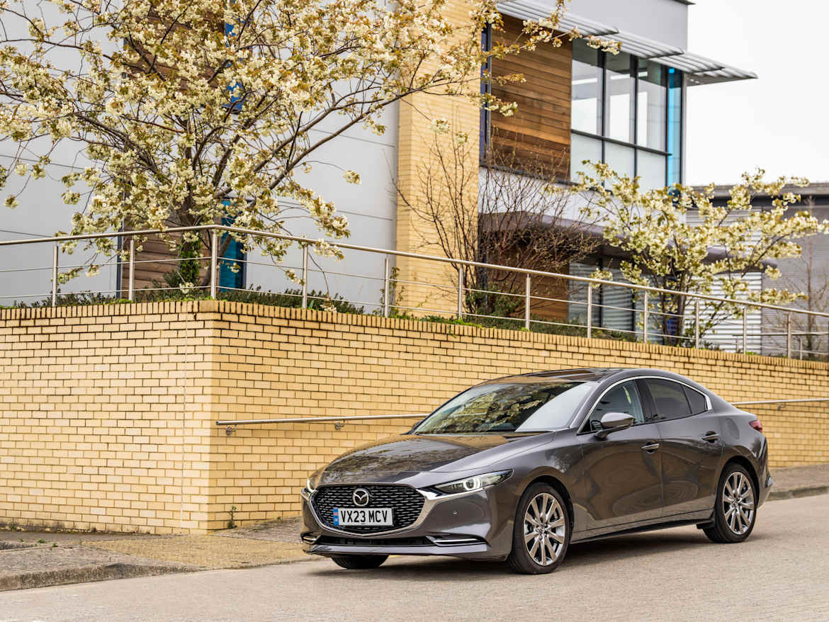 Mazda3 Saloon — front three-quarter view showing Kodo design
