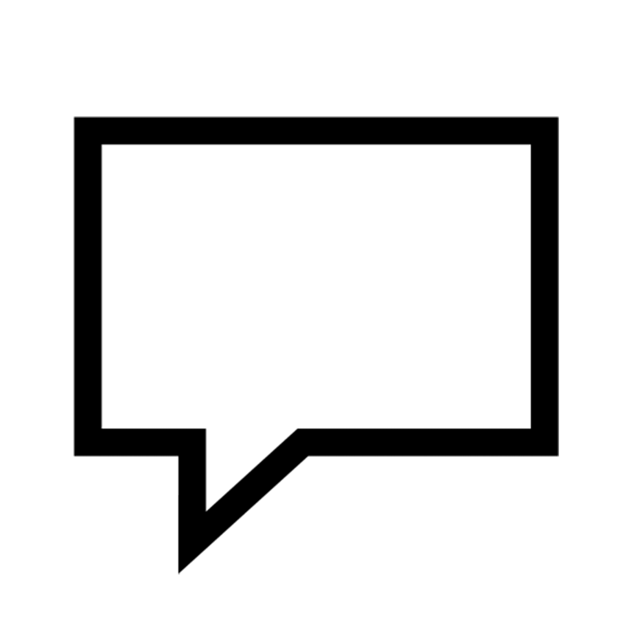 A simple black silhouette of a conversation icon.