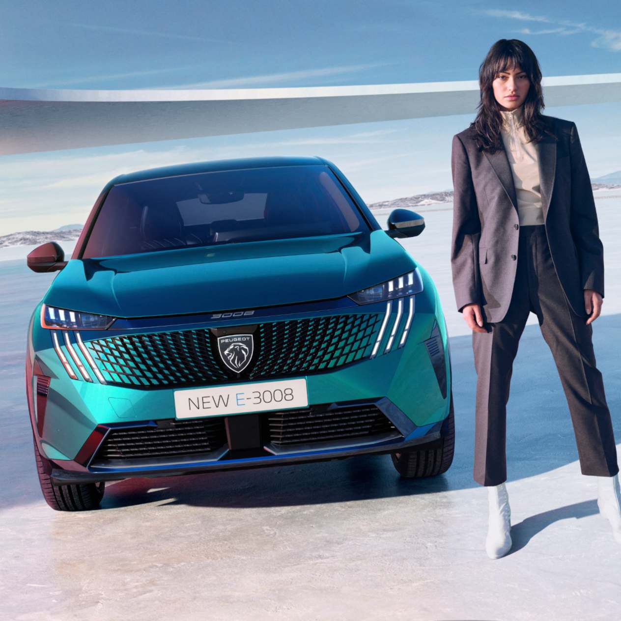Peugeot 3008 2024 : face avant statique avec modèle