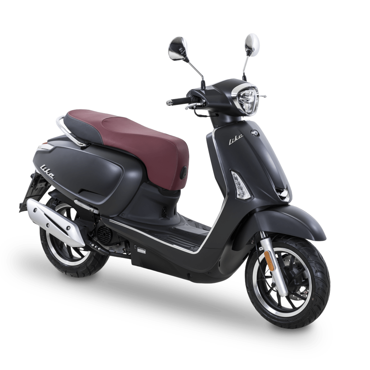 Kymco Like 50 2024 Noir Mat : trois quarts avant