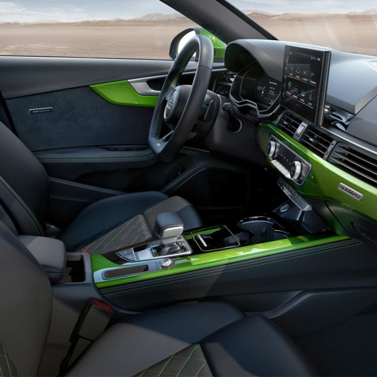 Audi A4 Avant interior with green trim