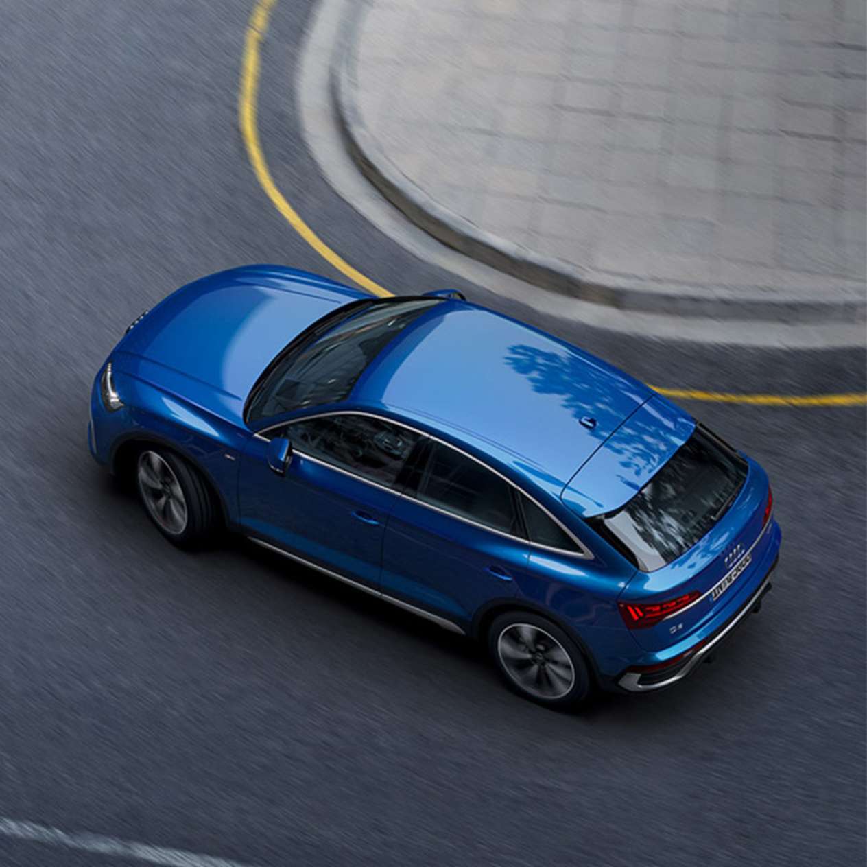 Ariel view of the new Audi Q5 in Navarra Blue