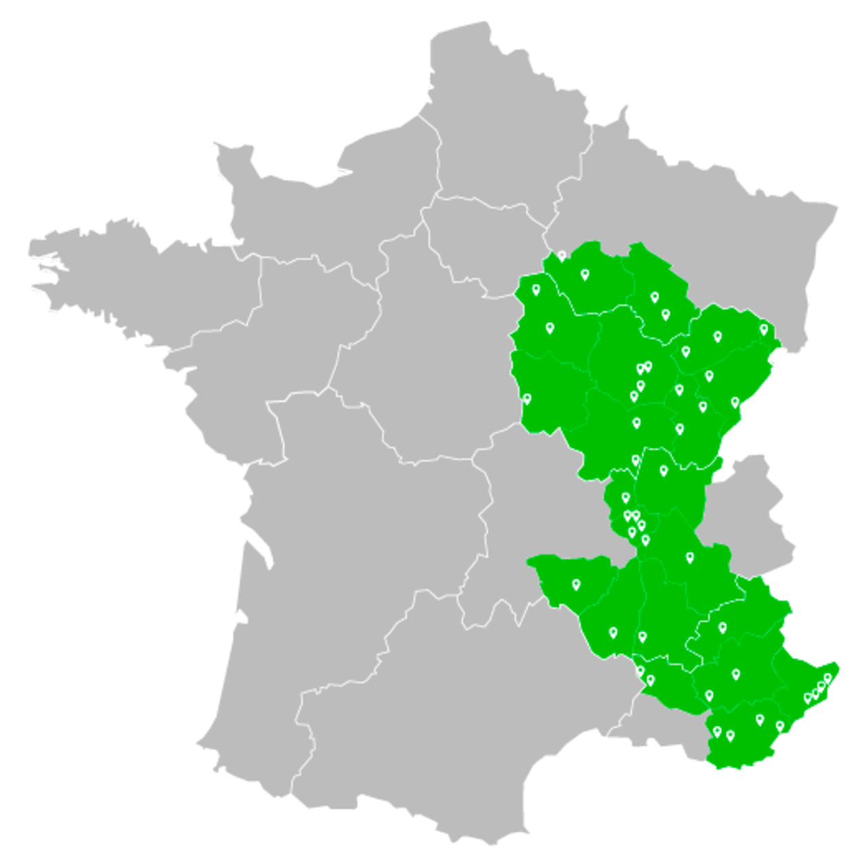 Carte des concessions du Groupe Chopard Automobile