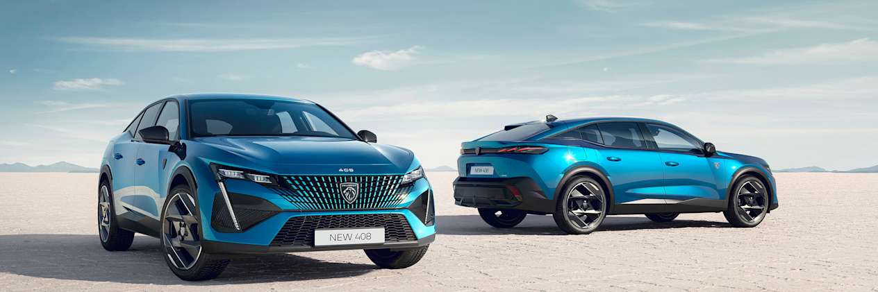Nouvelle Peugeot 408 : Trois quart avant et trois quart arrière