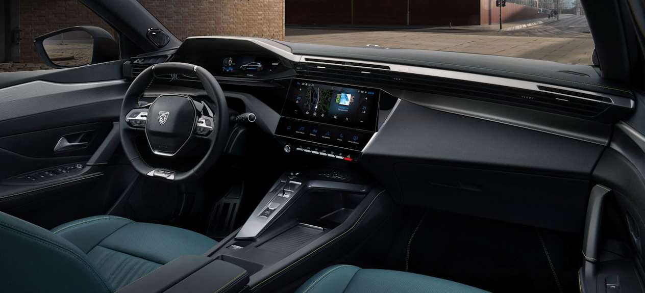 Peugeot 308 2021 : intérieur de l'habitacle bleu