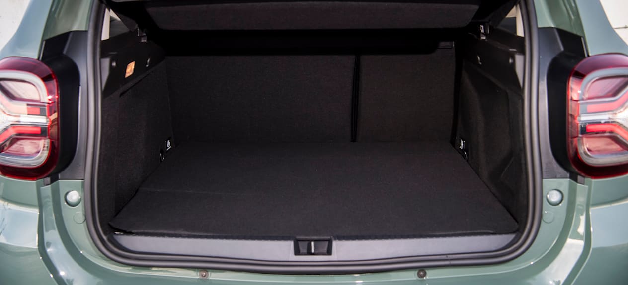 Rear view of the Dacia Duster showing the open boot space