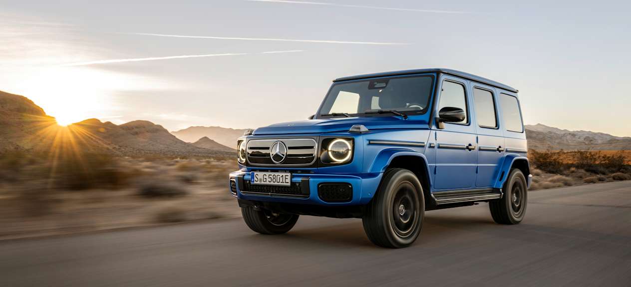 Mercedes Classe G 580 Electrique 2024 Edition One : trois quarts avant gauche sur route