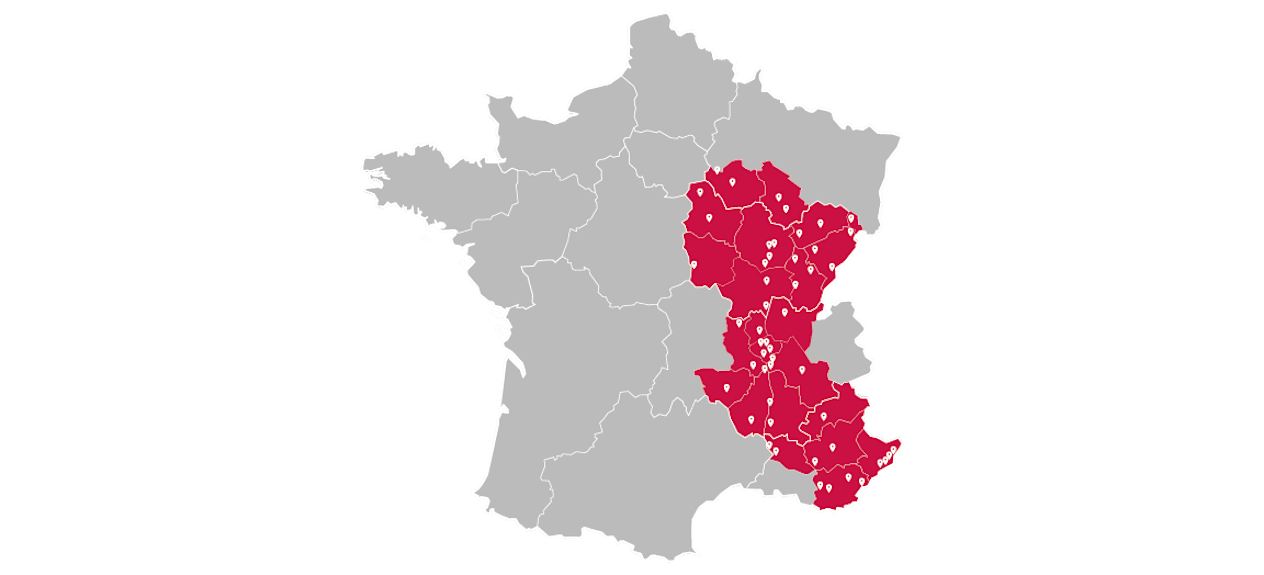 Carte de France des concessions du Groupe Chopard