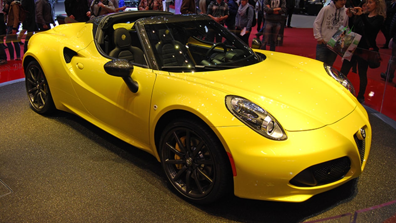 Yellow Alfa Romeo 4C Spider at Geneva