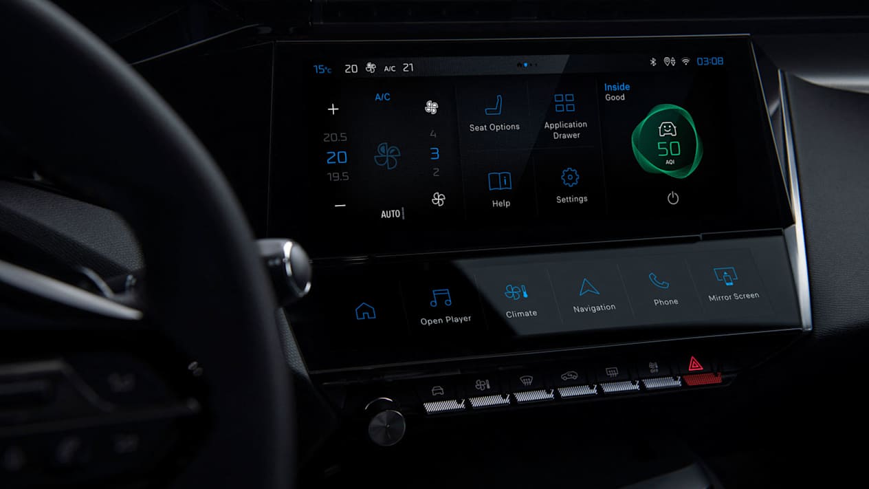 Peugeot 308 2021 : détail écran tactile