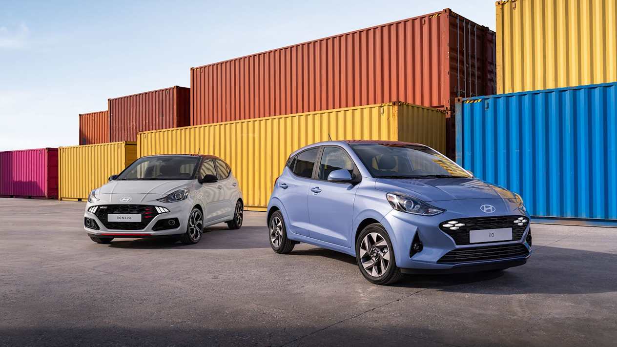 White and Blue Hyundai i10s