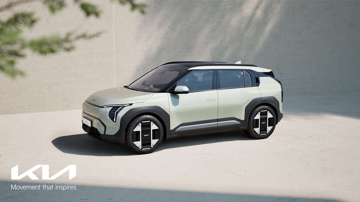 Kia EV3 2025 : trois quarts avant gauche statique