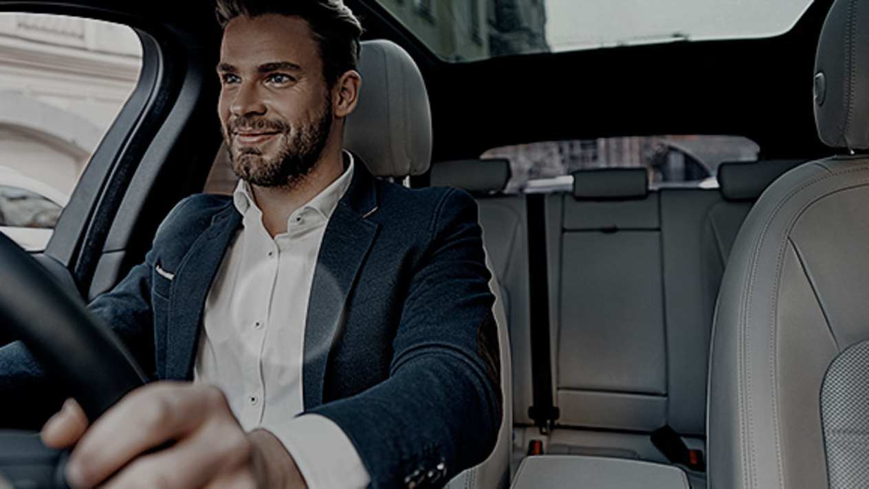 Man driving car