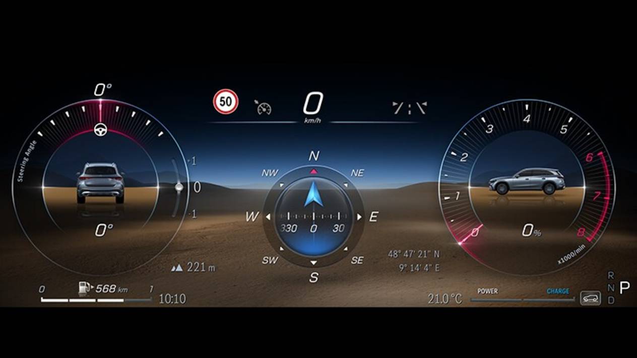Mercedes GLC 2022 : écran de conduite off road