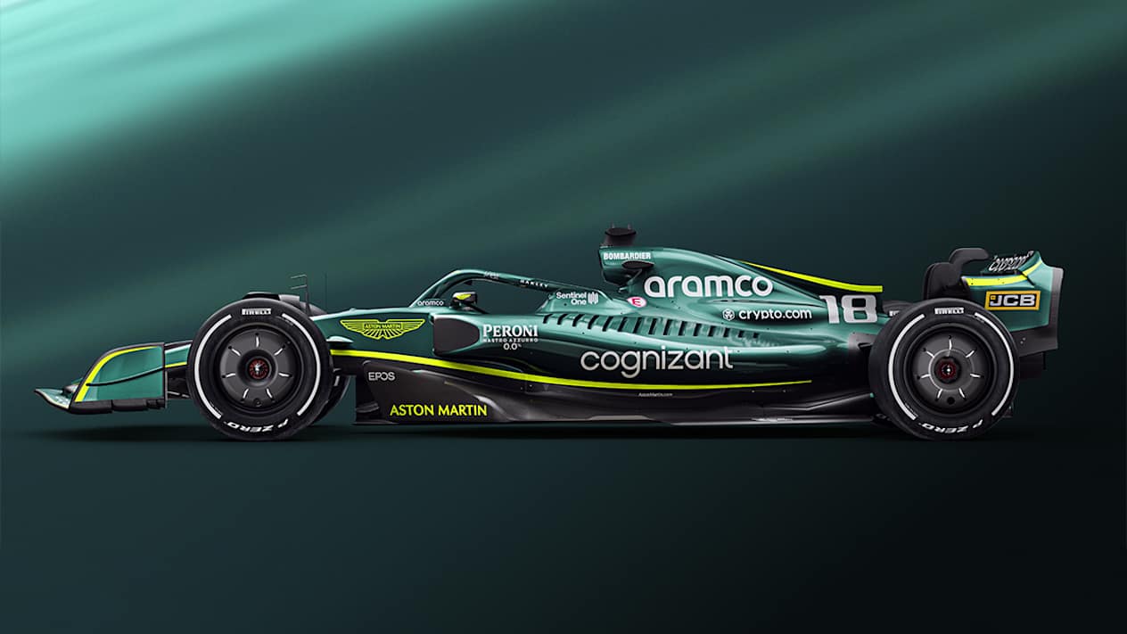Aston Martin F1 AMR22 : Vue de face en vue plongeante