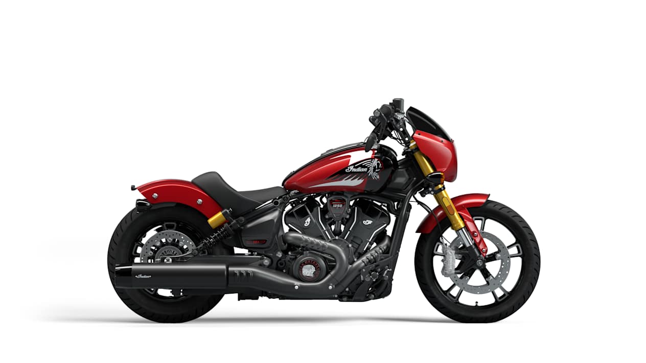 Indian Scout 101 2025 Sunset Red Metallic : profil