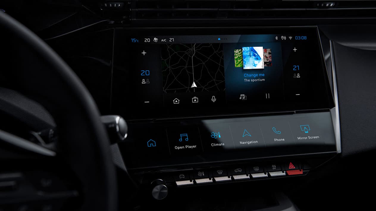 Peugeot 308 2021 : détail écran tactile