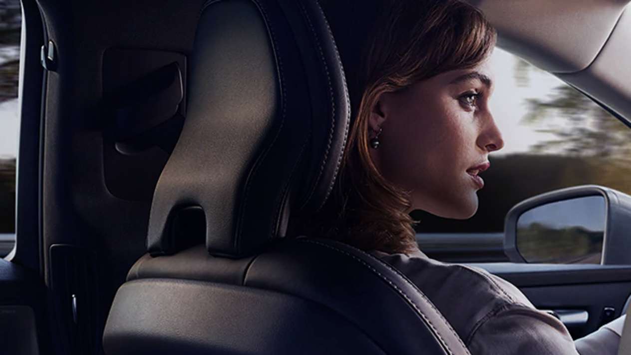 Woman driving car