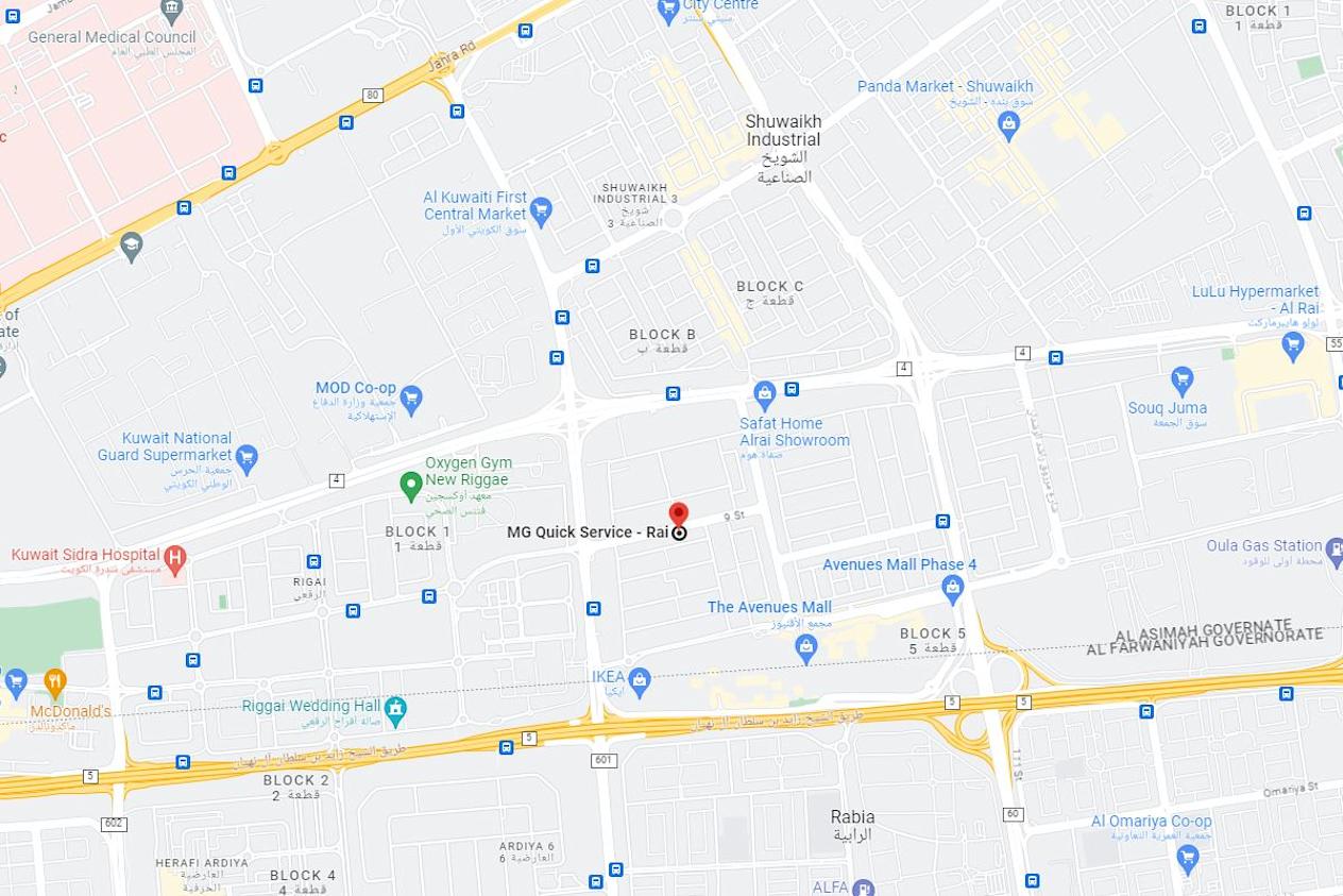 Google map of area surrounding dealership