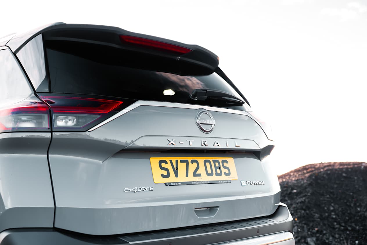 Close up of the rear of a grey Nissan X-Trail