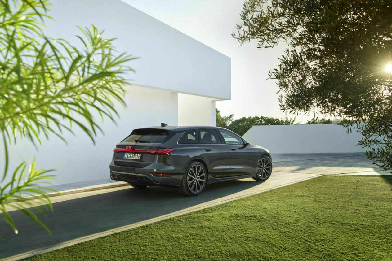 Audi A6 E-tron rear parked.