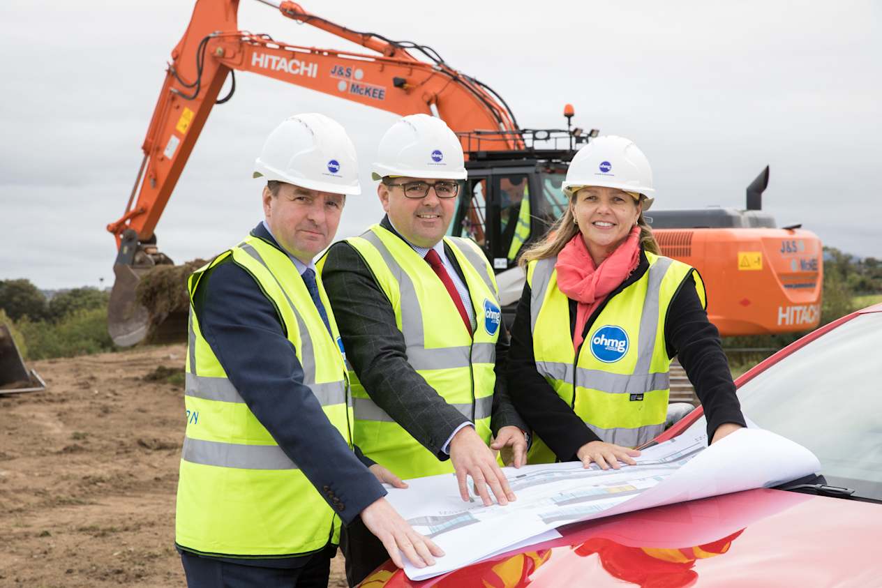 (L-R): Richard Ward, Paul Ward & Caroline Willis, Directors at Shelbourne Motors pictured on the Armagh Road, Newry site as work commences.