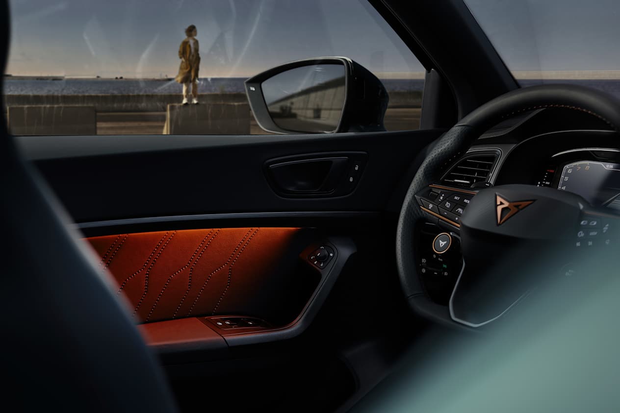 The CUPRA Ateca's ambient interior lighting, adjustable to suit your mood
