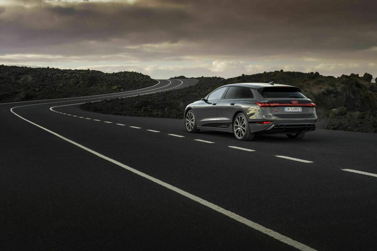 audi a6 avant e-tron driving rear