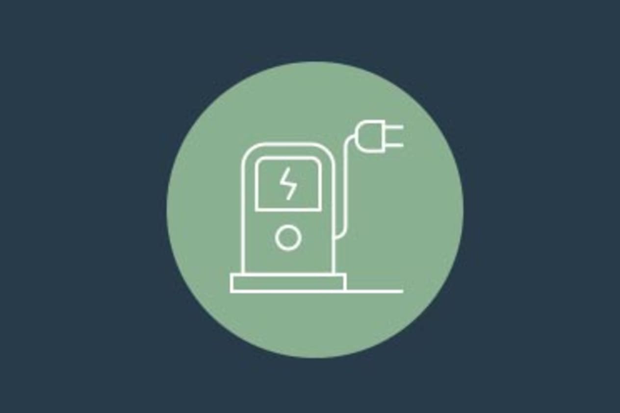 Green illustration of an electric vehicle charging station