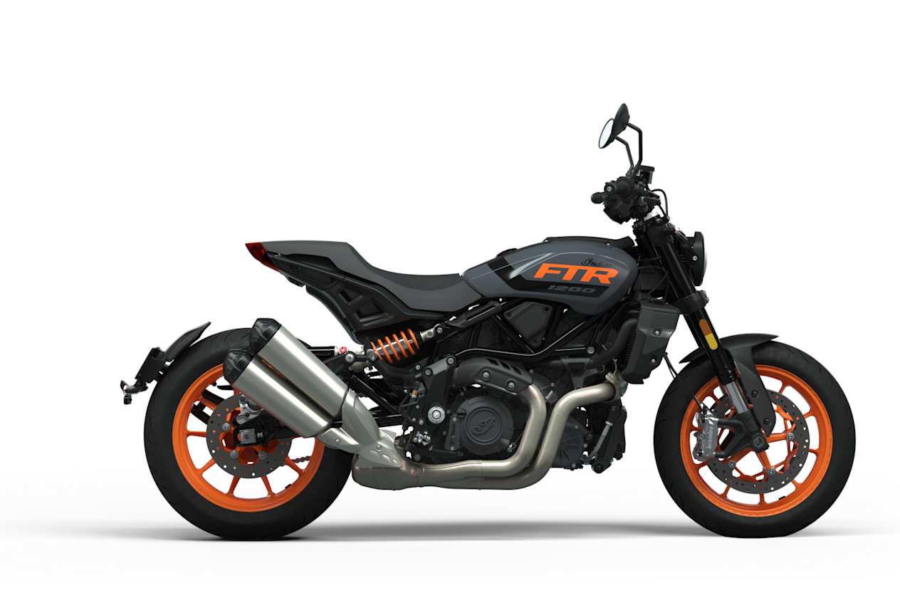 Indian FTR 2023 Stealth Gray Orange Burst : profil