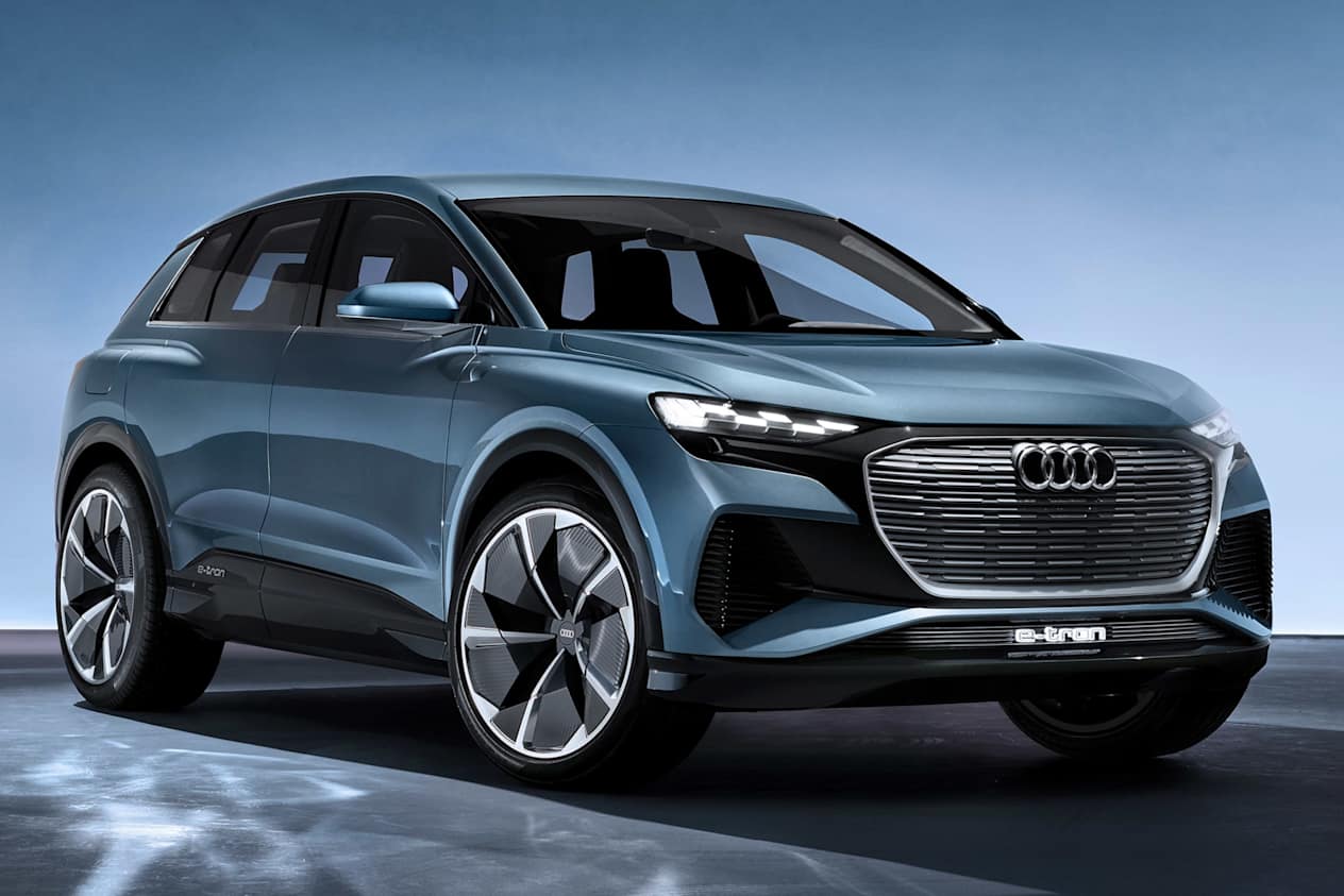 The new Audi Q4 e-tron in Typhoon Grey