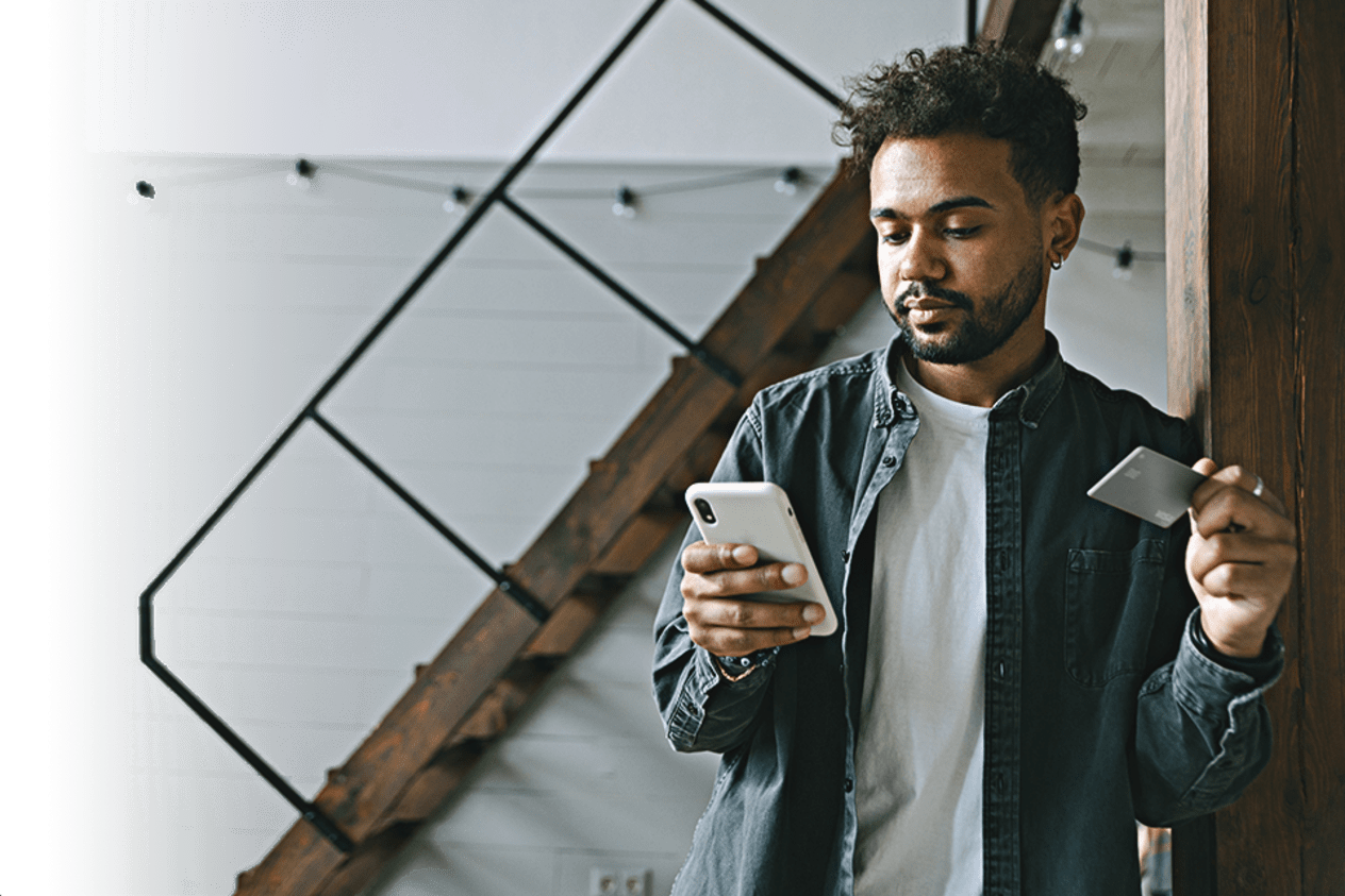Man looking buying a car online