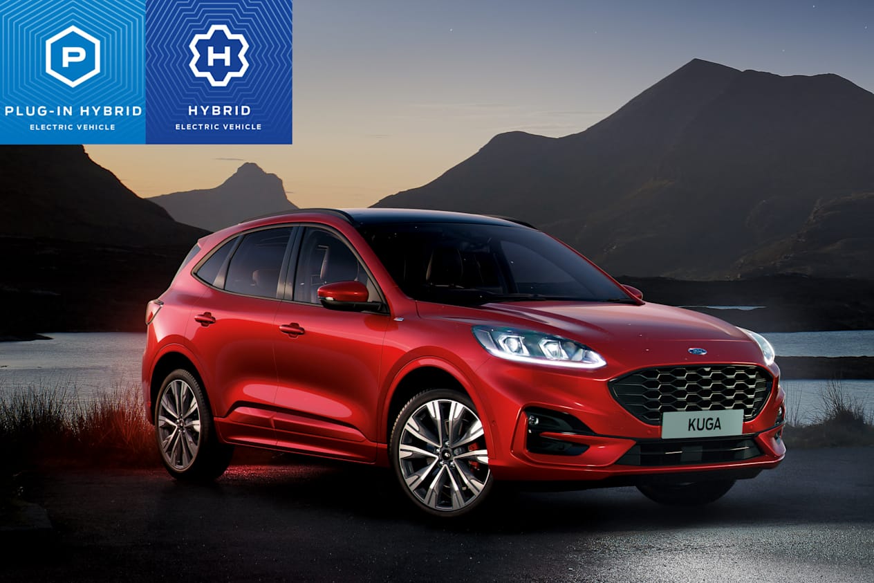 Image of a Kuga ST-Line X with PHEV and FHEV Stamps
