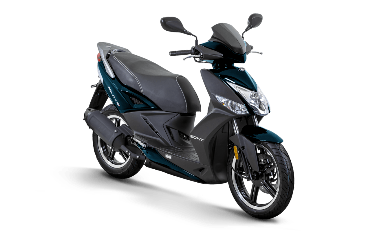 Kymco Agility 50 16+ 2024 Bleu Pétrole : trois quarts avant