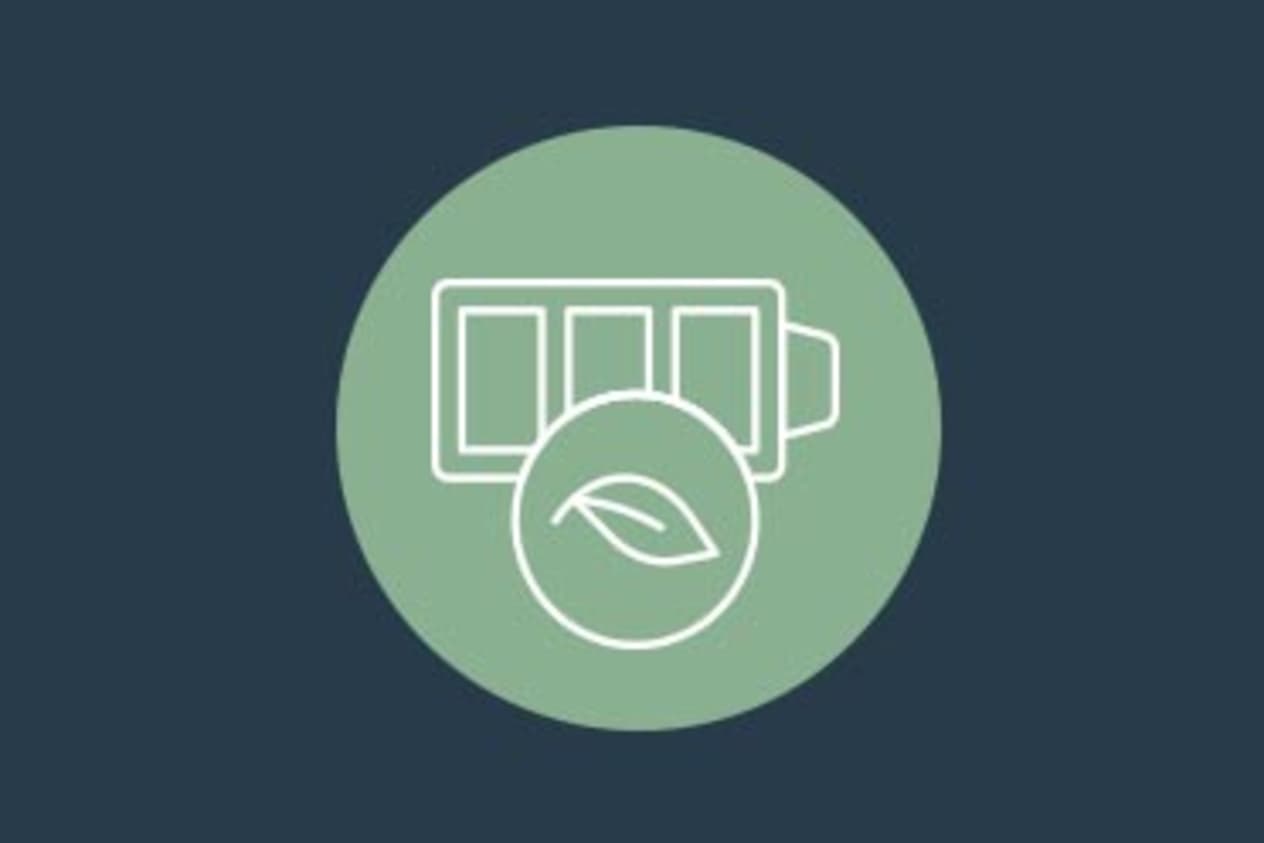 Green illustration of an eco-friendly battery