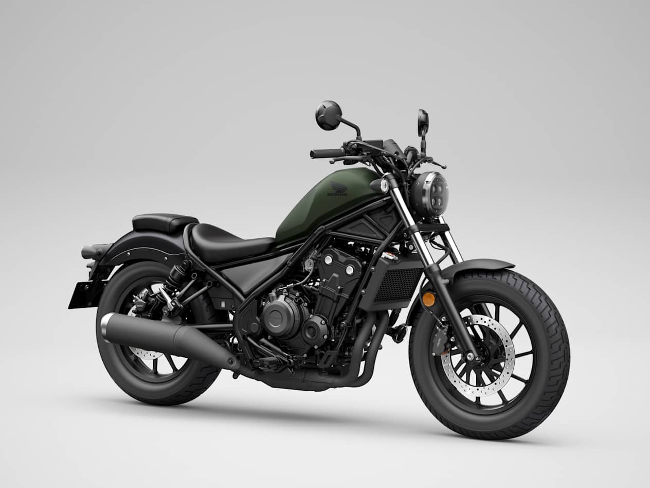 Honda Rebel CMX500 2024 Matte Laurel Green Metallic : trois quarts avant