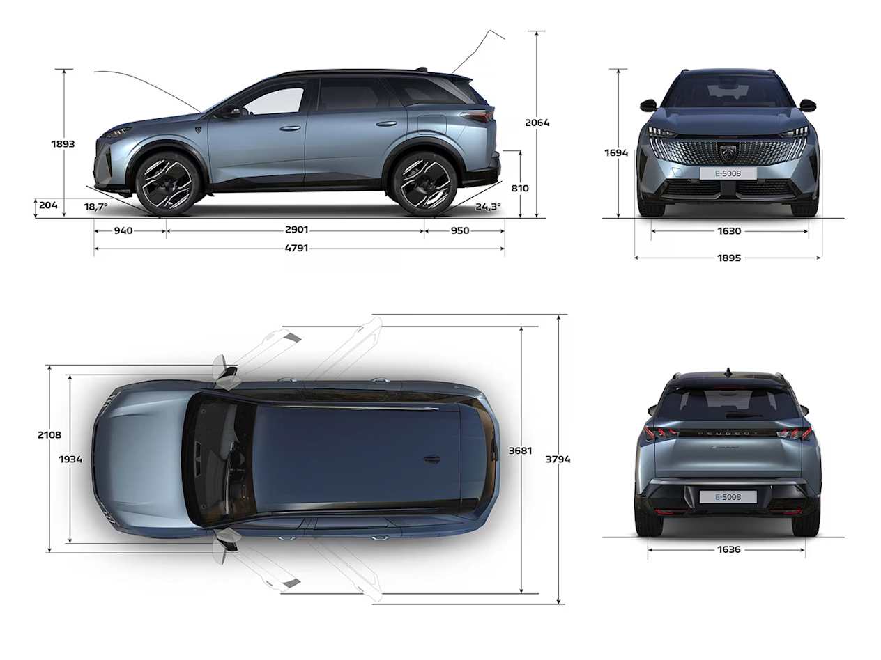 Peugeot 5008 2024 : dimensions
